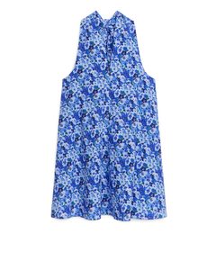 Popeline-Kleid mit Blumenmuster Blau