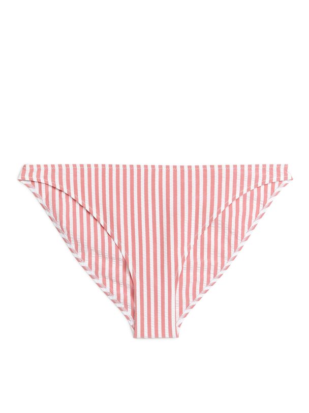 ARKET Bikinihose aus Seersucker Rot/Weiß