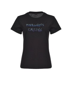 Pinko Effimero Black Blue Rhinestones T-shirt