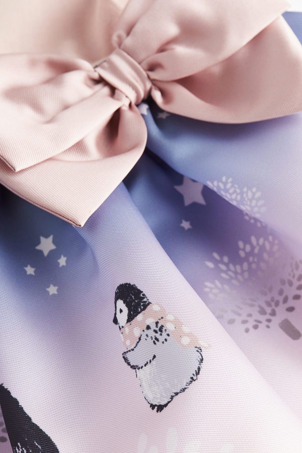 H&M Bedrucktes Kleid mit Schleife Altrosa/Pinguine