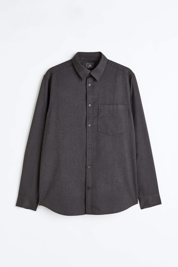 H&M Regular Fit Twill Shirt Black