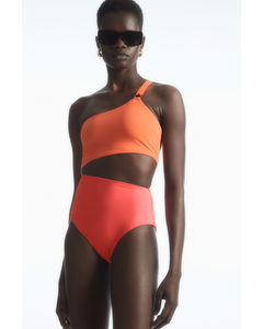Asymmetric One-shoulder Swimsuit Orange / Coral