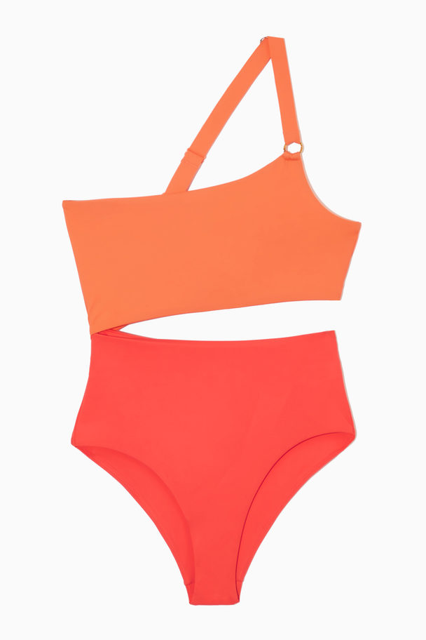 COS Asymmetric One-shoulder Swimsuit Orange / Coral