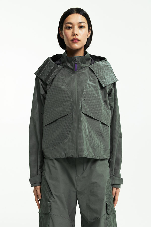 H&M Stormmove™ Cropped 2.5-layer Shell Jacket Dark Khaki Green