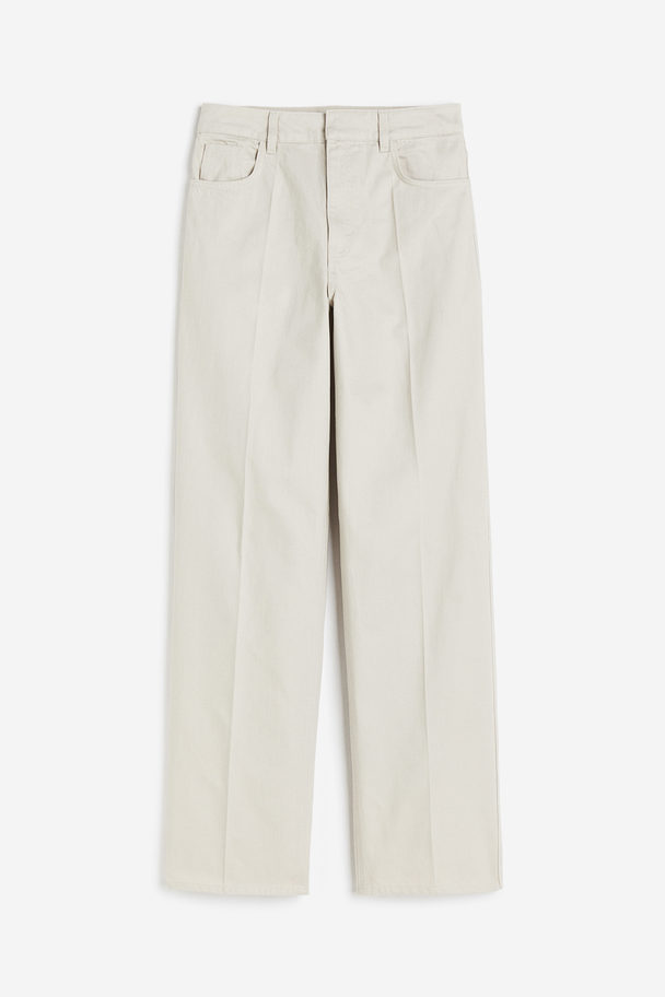 H&M Straight Twill Trousers Light Beige