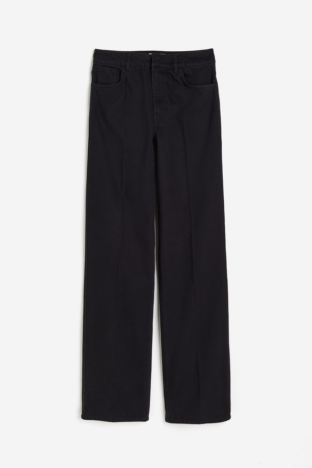 H&M Straight Twill Trousers Black