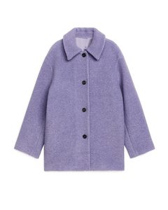 Short Wool Bouclé Coat Lilac