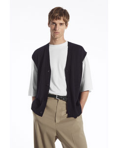 Buttoned Merino Wool Vest Dark Navy