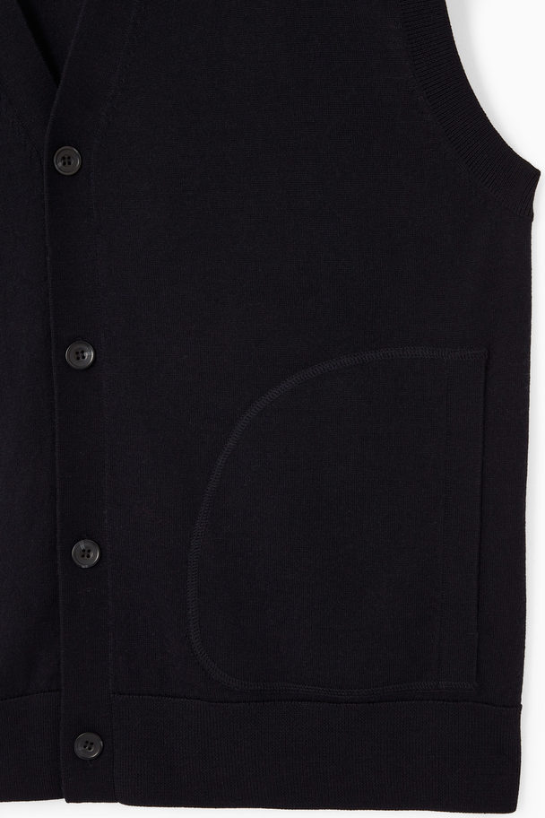 COS Buttoned Merino Wool Vest Dark Navy