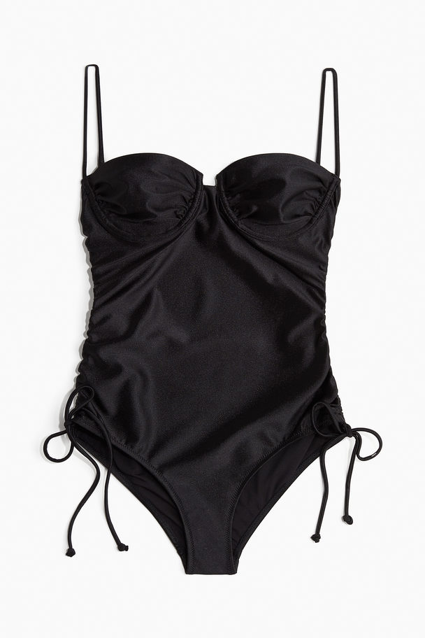 H&M Drawstring-detail Swimsuit Black