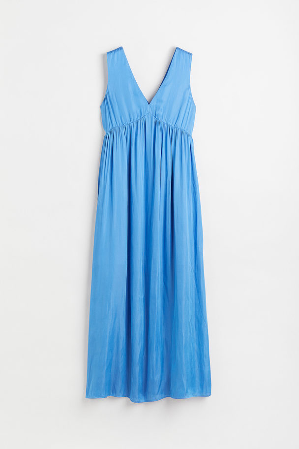 H&M Long V-neck Dress Blue