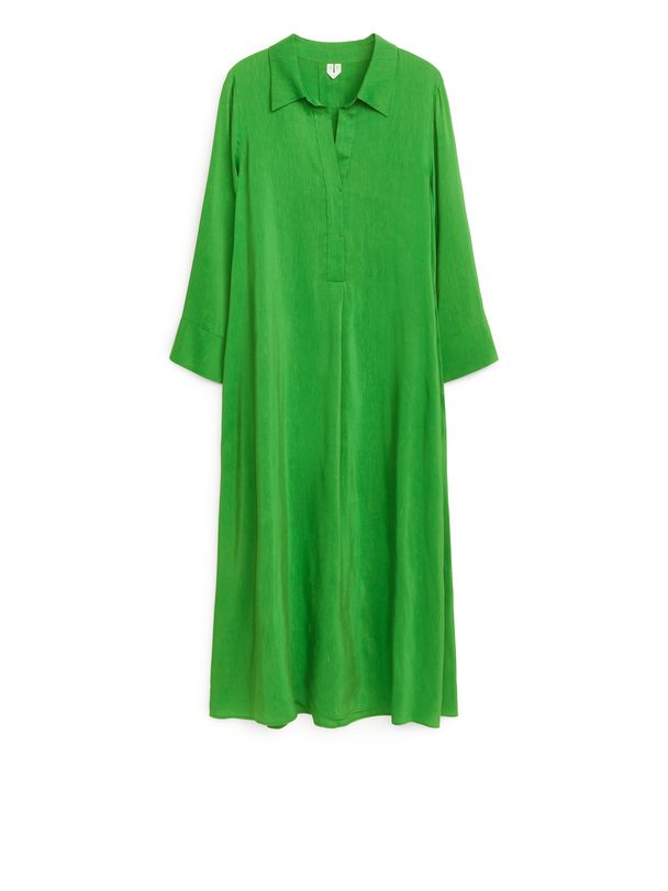 Arket Long Linen Blend Dress Green