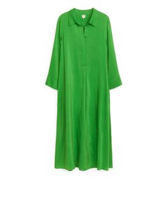 Long Linen Blend Dress Green