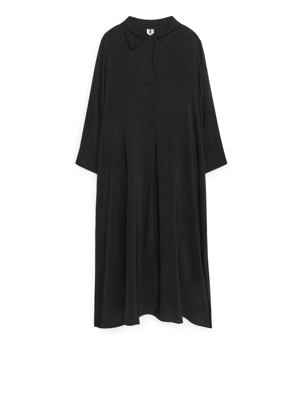 ARKET Langes Kleid aus Leinenmix Schwarz