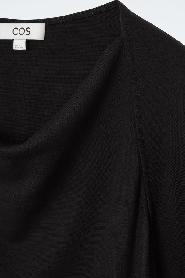 COS Asymmetric Cowl-neck T-shirt Black