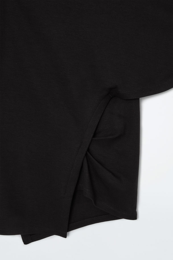 COS Asymmetric Cowl-neck T-shirt Black