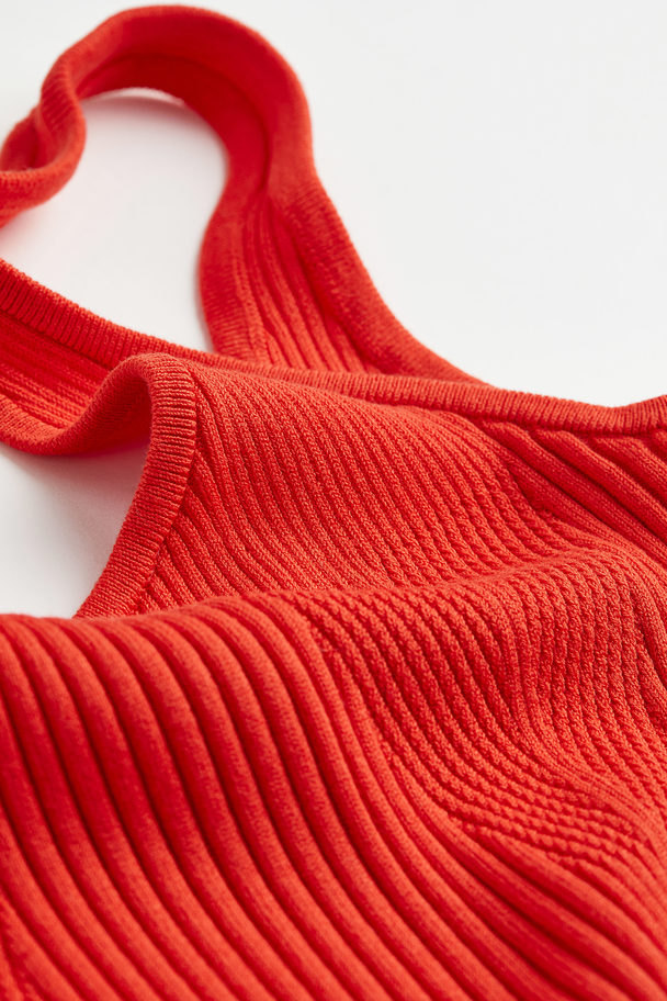 H&M Rib-knit Bodycon Dress Bright Red