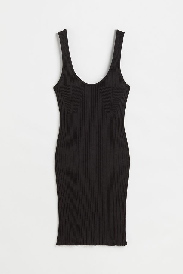 H&M Rib-knit Bodycon Dress Black