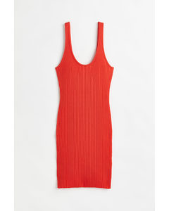 Rib-knit Bodycon Dress Bright Red