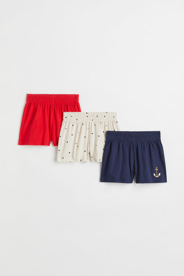 H&M Set Van 3 Tricot Shorts Lichtbeige/anker