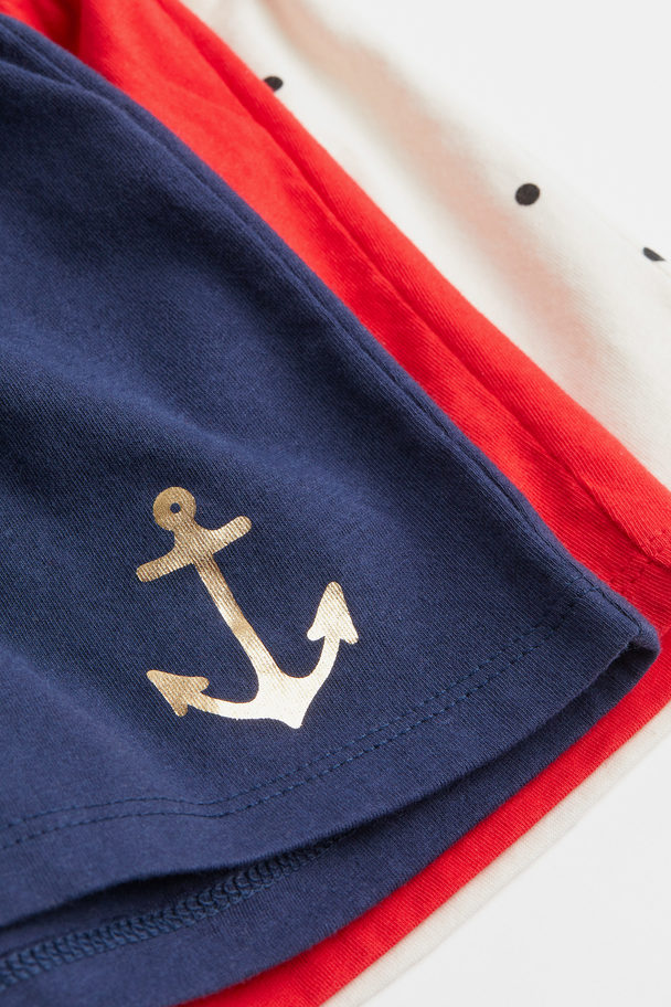 H&M 3-pack Jersey Shorts Light Beige/anchor