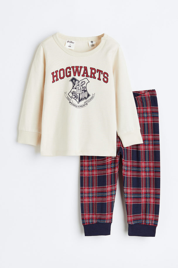 H&M Pyjamas I Bomull Med Trykk Naturhvit/harry Potter