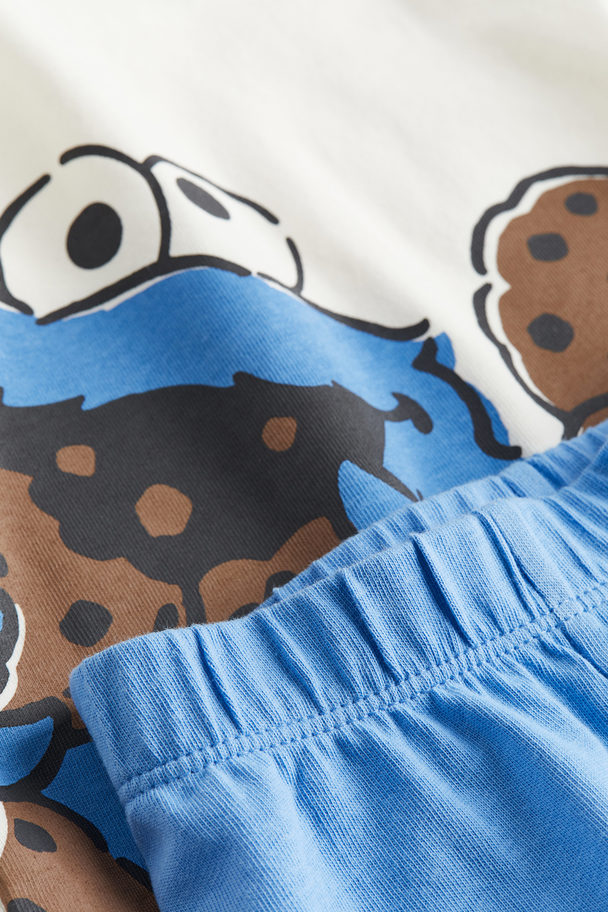 H&M Printed Cotton Pyjamas Blue/sesame Street