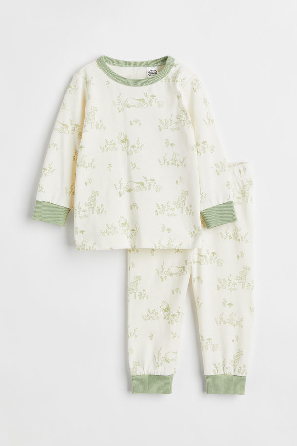 H&M Printed Cotton Pyjamas Natural White/winnie The Pooh