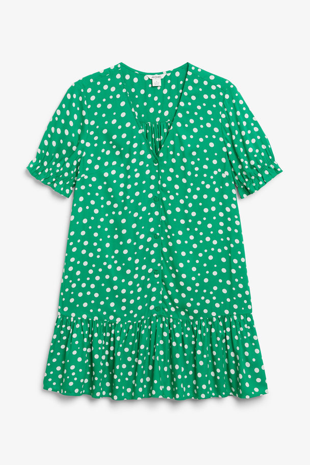 Monki Green Polkadot Mini Flounce Dress Dot,dot,dot...