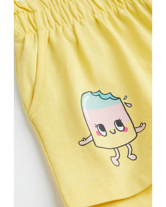 H&M Cotton Jersey Shorts Yellow/ice Lolly