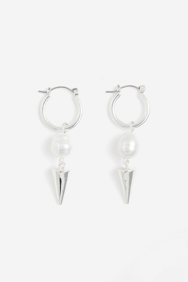 H&M Pendant Hoop Earrings Silver-coloured