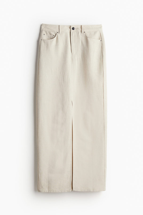 H&M Lange Rok Van Linnenmix Lichtbeige