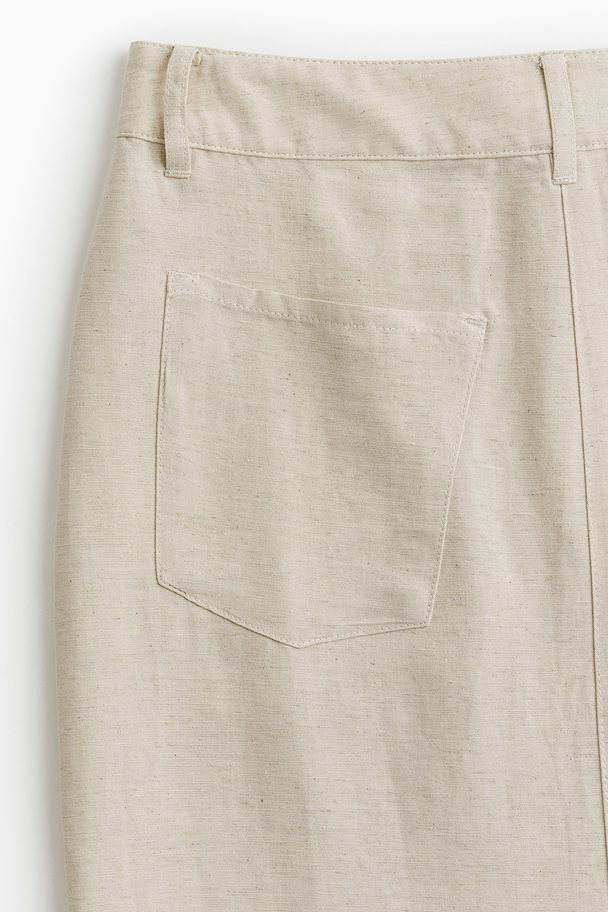 H&M Lange Rok Van Linnenmix Lichtbeige