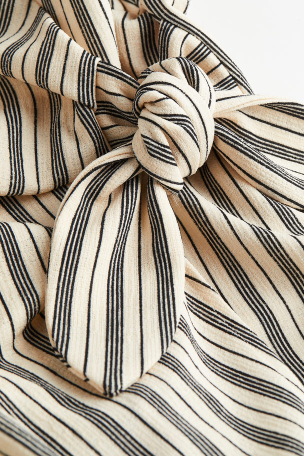 H&M V-neck Wrap Dress Light Beige/striped