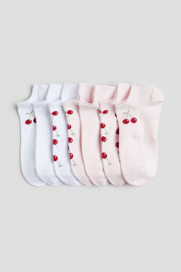 H&M 7-pack Trainer Socks Light Pink/cherries