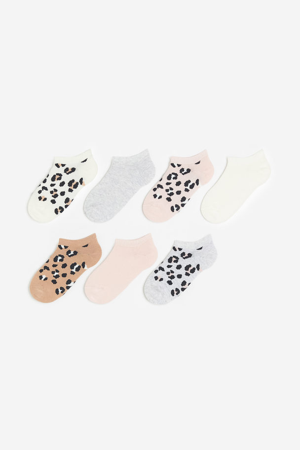H&M 7-pack Trainer Socks Beige/leopard Print