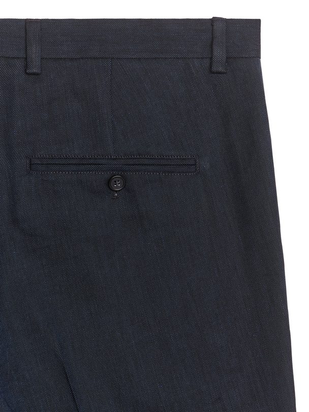 ARKET Slim Hemp-cotton Trousers Dark Blue