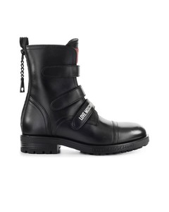 Love Moschino Black Combat Boot With Straps