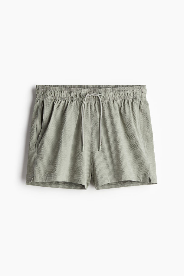 H&M Badeshorts aus Seersucker Mattgrün