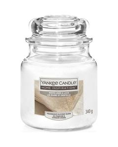 Yankee Candle Home Inspiration Medium White Linen & Lace 340g