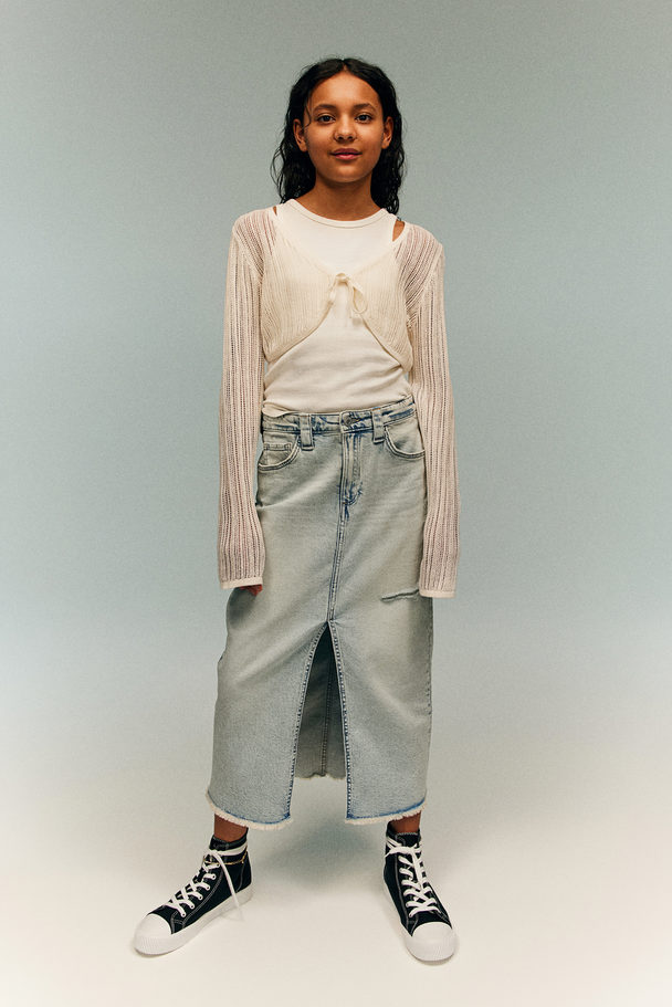 H&M Midi-nederdel I Denim Lys Denimblå