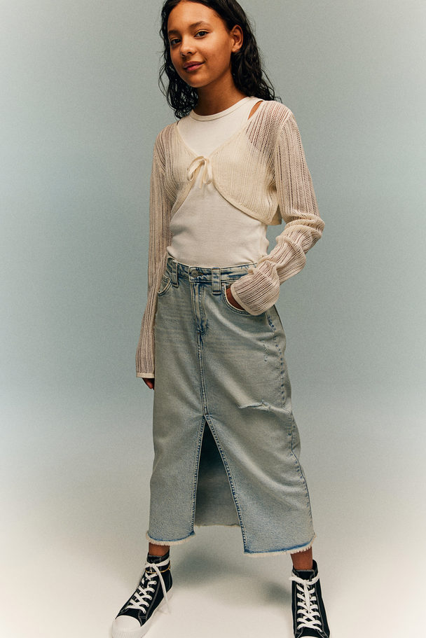 H&M Midi-nederdel I Denim Lys Denimblå