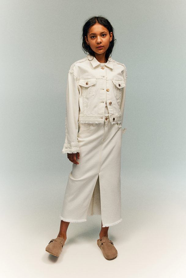 H&M Midi-nederdel I Denim Hvid