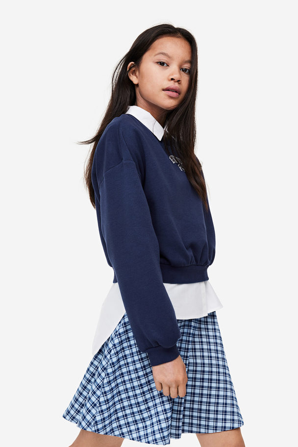 H&M 2-piece Sweatshirt And Skirt Set Dark Blue/new York