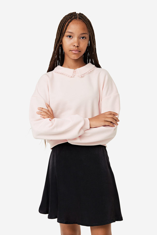 H&M 2-delt Sæt Med Sweatshirt Og Nederdel Lys Rosa/sort