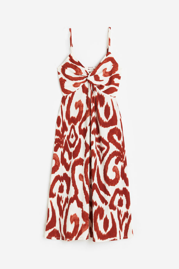 H&M Kjole Med Snoet Detalje Creme/brunmønstret