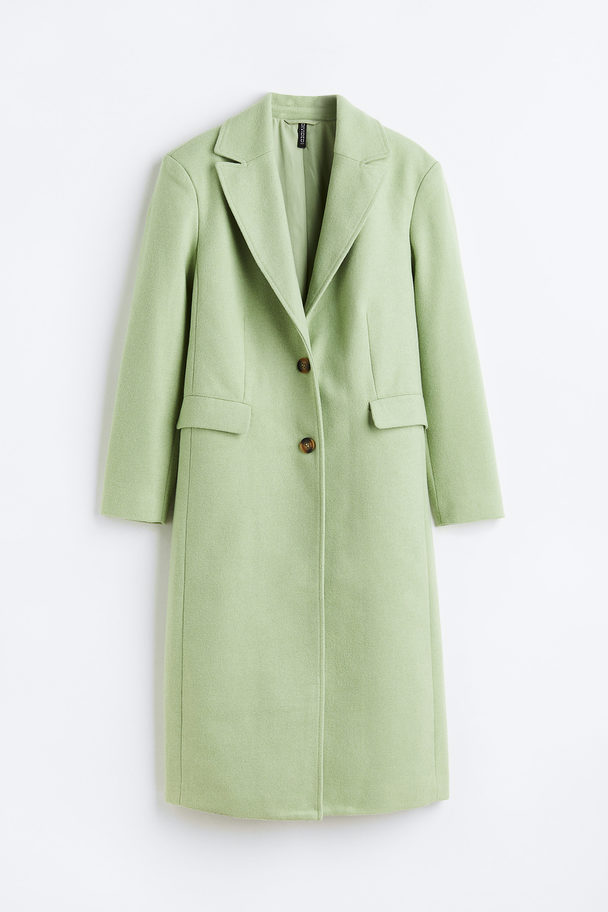 H&M Single-breasted Coat Light Green