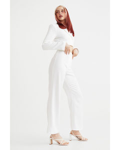 High-waisted Tailored Trousers White