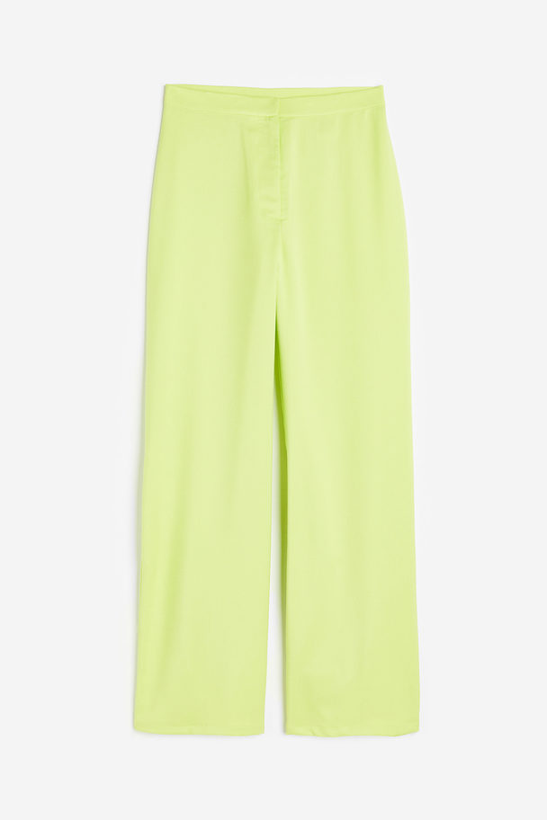 H&M High-waisted Tailored Trousers Neon Green
