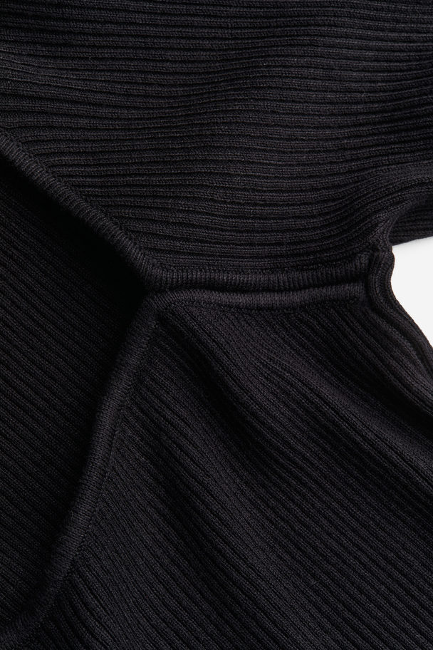 H&M Rib-knit Sweetheart-neck Top Black